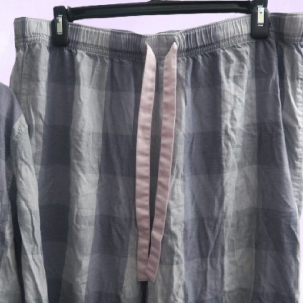 Victoria's Secret buffalo plaid pj pajamas sleepwear set in blue size large. - Picture 10 of 14